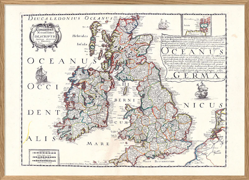 Antique map of the British Isles, circa 1650