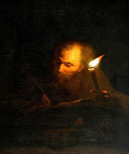 An old man writing by candlelight, after Godfried Schalcken, circa 1700